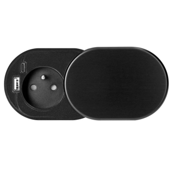 GNIAZDO MEBLOWE KABEL 1,9mORNO OR-GM-9042/B Ø6cm 2xUSB